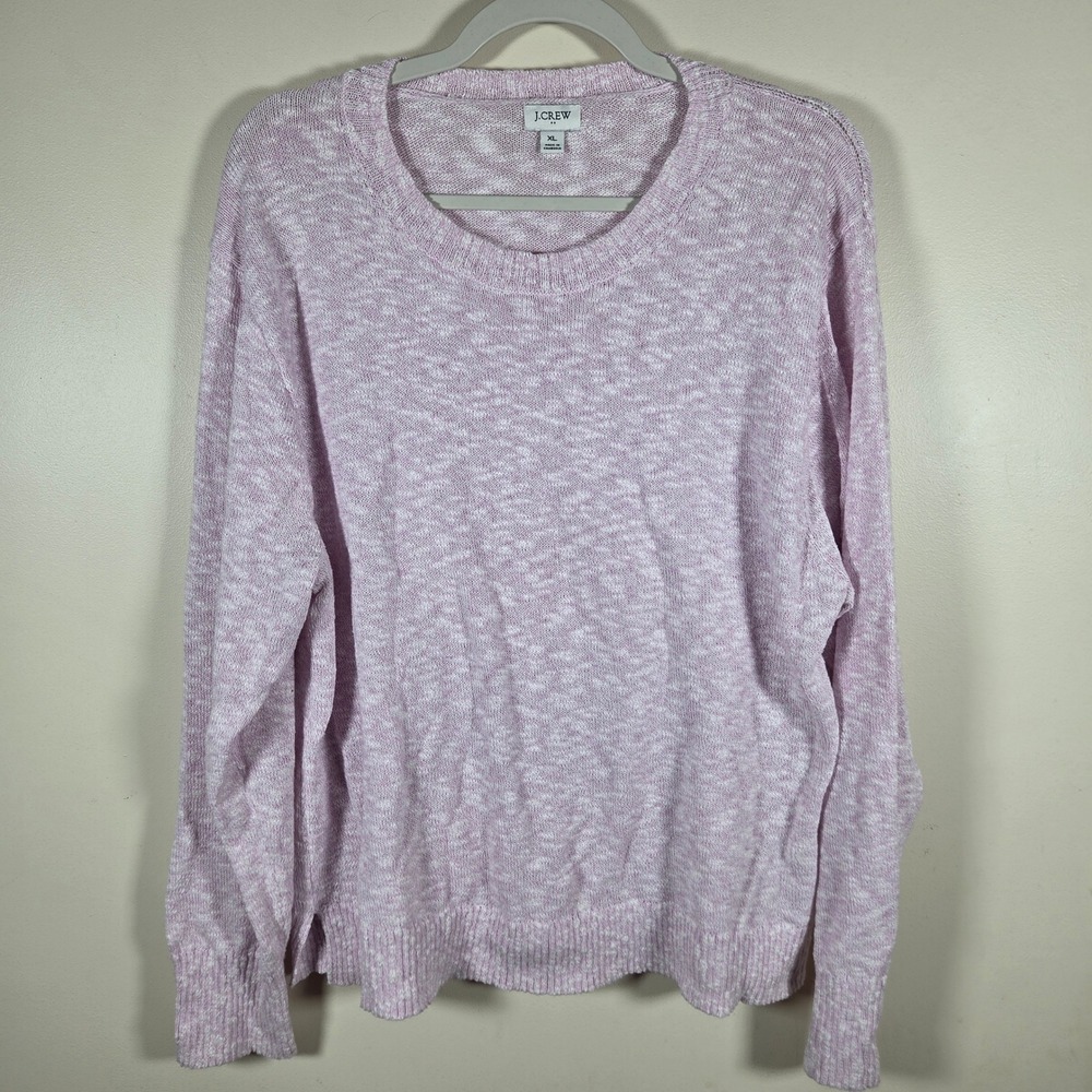J.Crew Sweater Women XL Lavender White Marl Cotton Blend Preppy Quiet Luxury